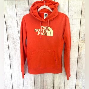 The North Face Women’s Orange Logo Long Sleeve Fleece Hoodie Sweatshirt